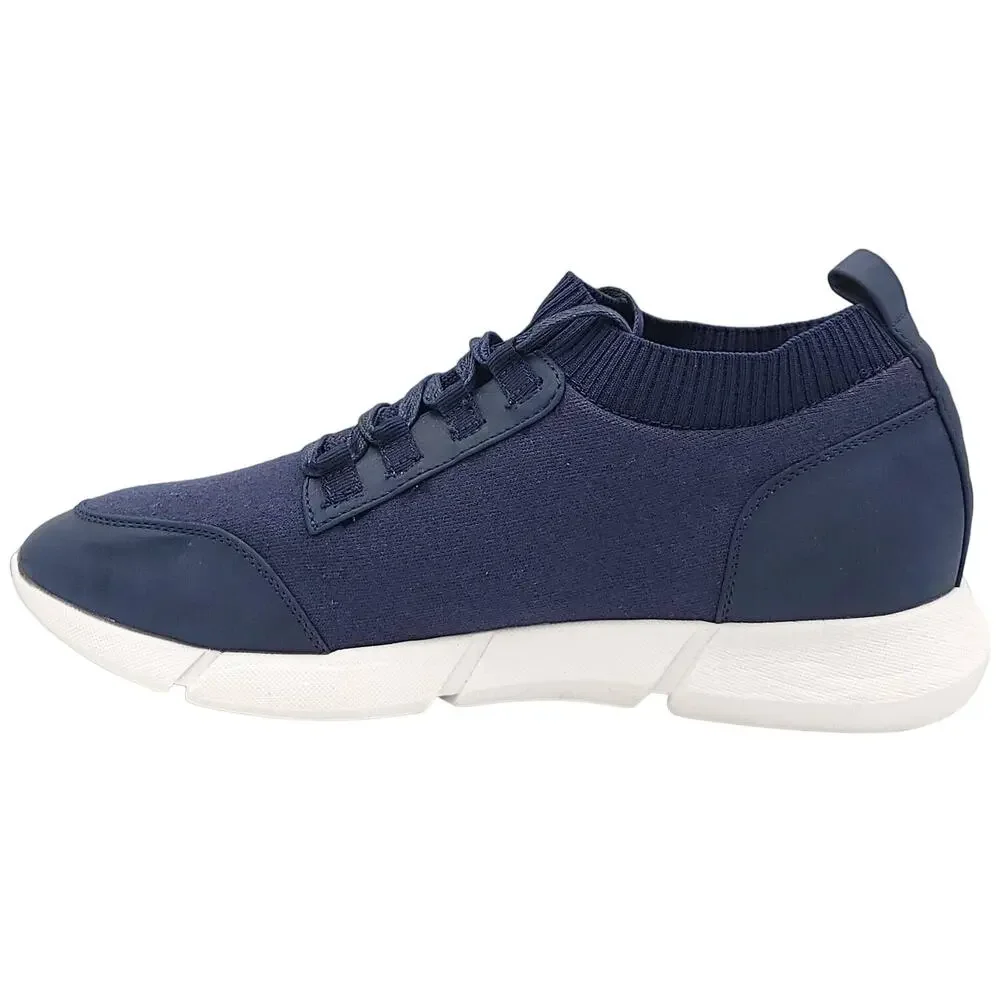 Bar III Men Lace Up Sock Sneakers Quinn Jogger Size US 9.5M Navy Blue Knit